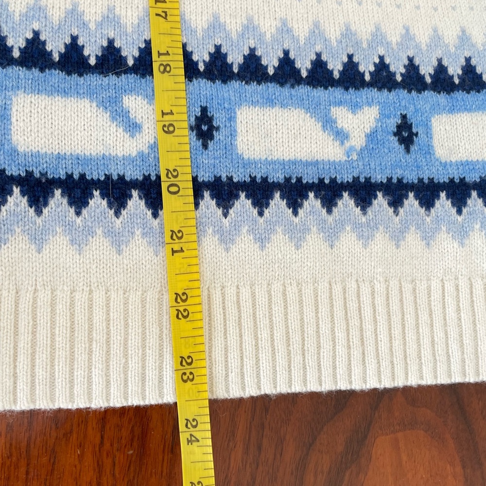 Vineyard Vines Cashmere Whale Sweater Small Women’s Wool Blue Cream - Picture 8 of 8